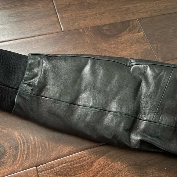 Mackage Down Bomber Jacket with Leather Sleeve - Picture 6 of 7